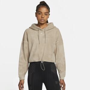 Nike Therma Fit Fleece Pullover Hoodie Tan Size Large